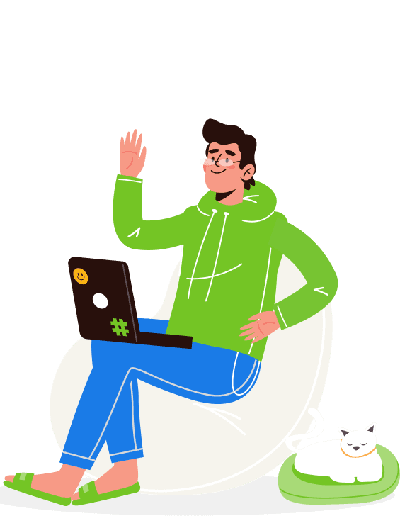 Person with laptop and cat